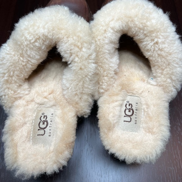 UGG Australia Kalie Clog Studded Brown Leather Sherpa Lined Wooden Block Heel 6 - Picture 8 of 10